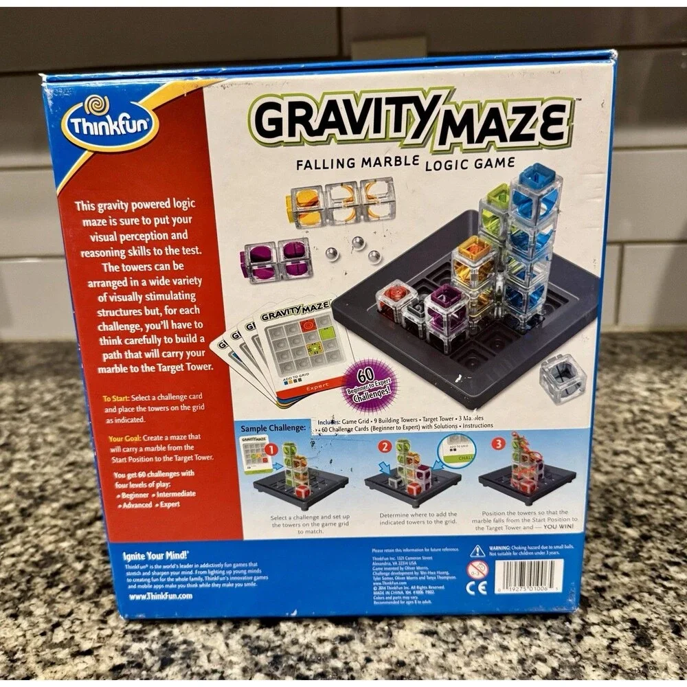 Gravity Maze Falling Marble Logic Game 2015 ThinkFun COMPLETE Board Game STEM VG